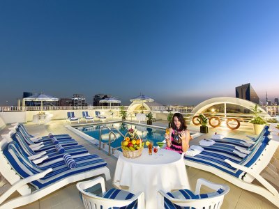 outdoor pool - hotel al khaleej palace deira hotel - dubai, united arab emirates