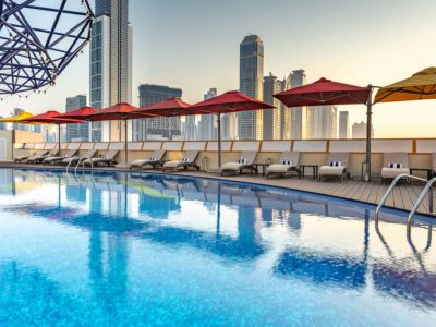 outdoor pool - hotel leva hotel mazaya centre - dubai, united arab emirates