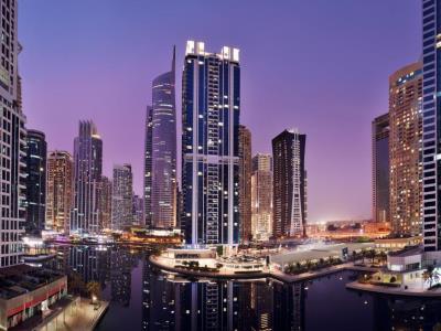 exterior view - hotel movenpick jumeirah lake tower - dubai, united arab emirates