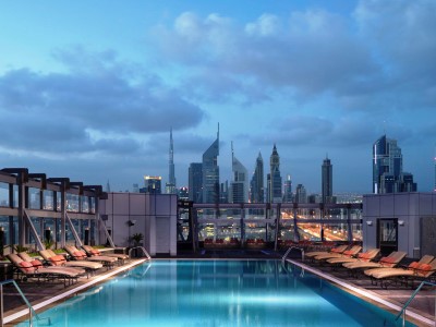 outdoor pool - hotel jumeirah living world trade centre - dubai, united arab emirates