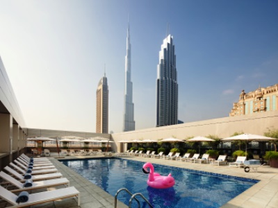 outdoor pool - hotel rove downtown - dubai, united arab emirates
