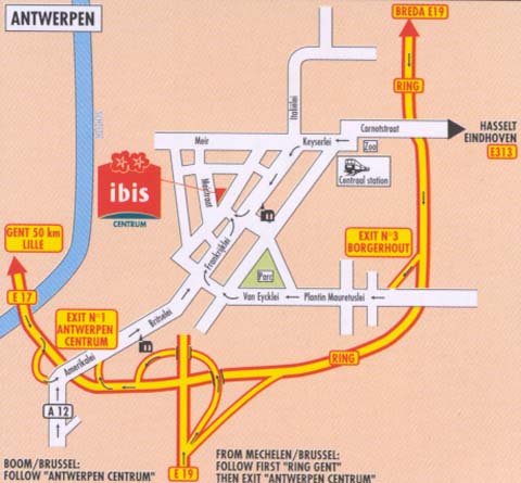 detailed map - hotel ibis antwerp centrum - antwerp, belgium
