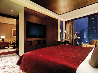 bedroom - hotel futian shangri-la - shenzhen, china