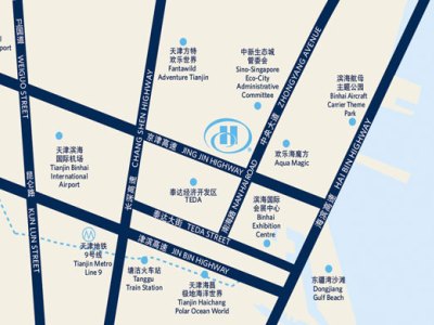 detailed map - hotel hilton tianjin eco-city - tianjin, china