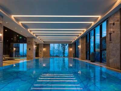 indoor pool - hotel doubletree oriental movie metropolis - qingdao, china