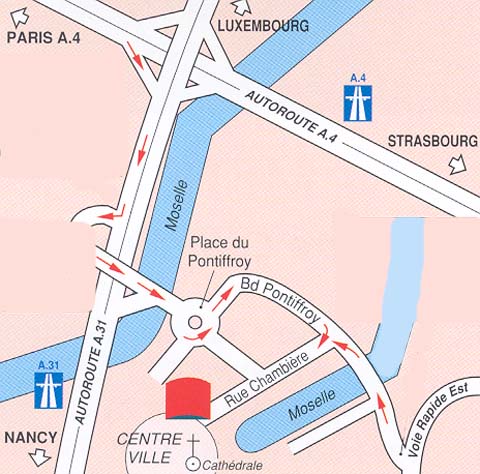 detailed map - hotel ibis metz centre cathedrale - metz, france