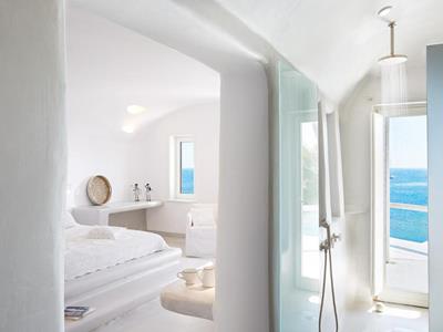 bedroom - hotel mykonos blu grecotel exclusive resort - mykonos, greece