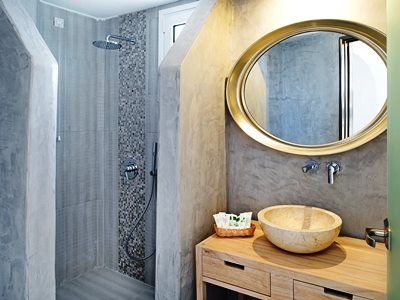 bathroom - hotel aegean plaza - santorini, greece