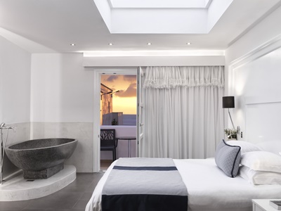 bedroom 1 - hotel aressana spa hotel and suites - santorini, greece