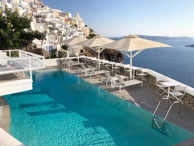 outdoor pool - hotel panorama studios and suites - santorini, greece