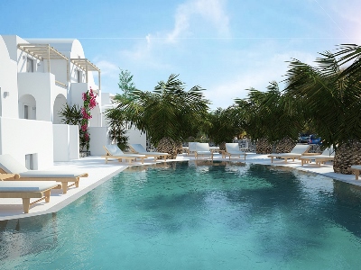 outdoor pool - hotel strogili - santorini, greece