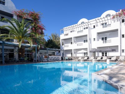 exterior view 2 - hotel afroditi venus beach resort - santorini, greece