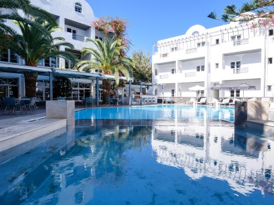 exterior view 1 - hotel afroditi venus beach resort - santorini, greece