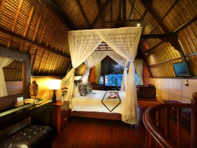 bedroom 1 - hotel kupu kupu barong villas - bali island, indonesia