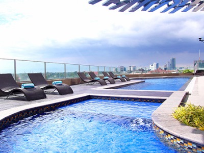 outdoor pool - hotel acacia manila - manila, philippines