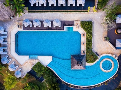 outdoor pool - hotel anantara golden triangle elephant camp - chiang rai, thailand