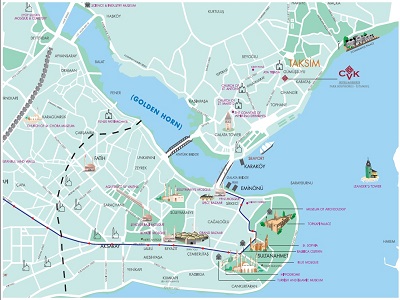 detailed map - hotel cvk park bosphorus - istanbul, turkey